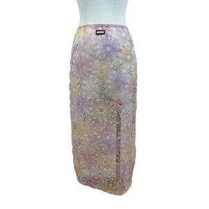 Aiirz Womens Multicolor Mesh Floral Skirt Size M